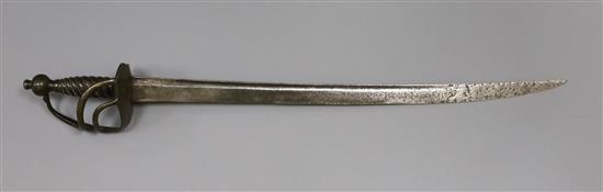A mid 18th century 1751 pattern English Infantry hangar, 29.25in.